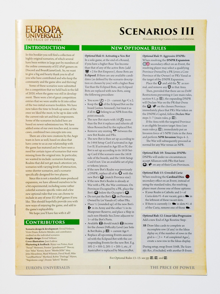 Europa Universalis: TPoP | Scenarios III (printed booklet)